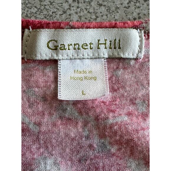 Garnet Hill Sz L Floral Rose Print V-Neck Dress Knee Length Cap Sleeve Cottage - Picture 3 of 11